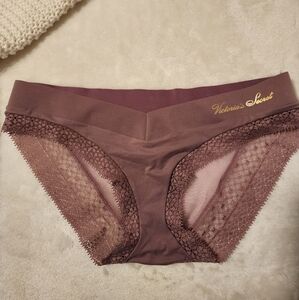 New Victoria's Secret Mauve Lace-Trim Bikini Panty Extra Small